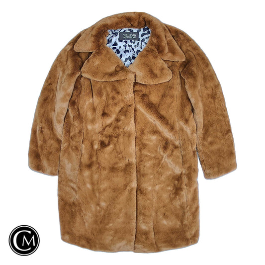 Coat Faux Fur & Sherpa By Badgley Mischka In Orange, Size: S image 1