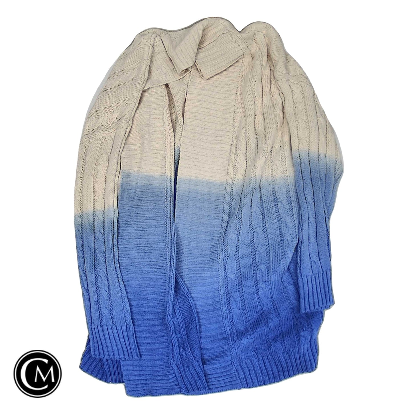 Sweater Cardigan By Francesca’S In Blue & Cream, Size: L