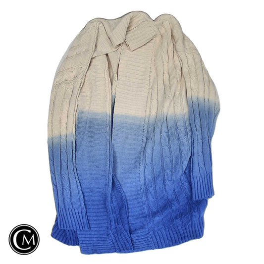 Sweater Cardigan By Francesca’S In Blue & Cream, Size: L