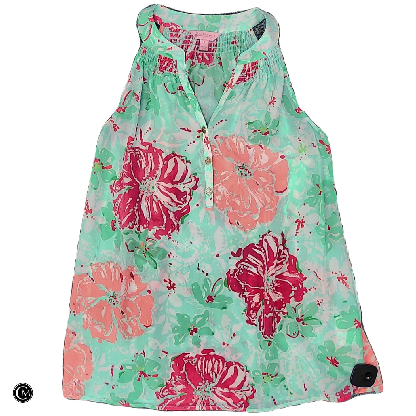 Top Sleeveless Designer By Lilly Pulitzer In Green & Pink, Size: S