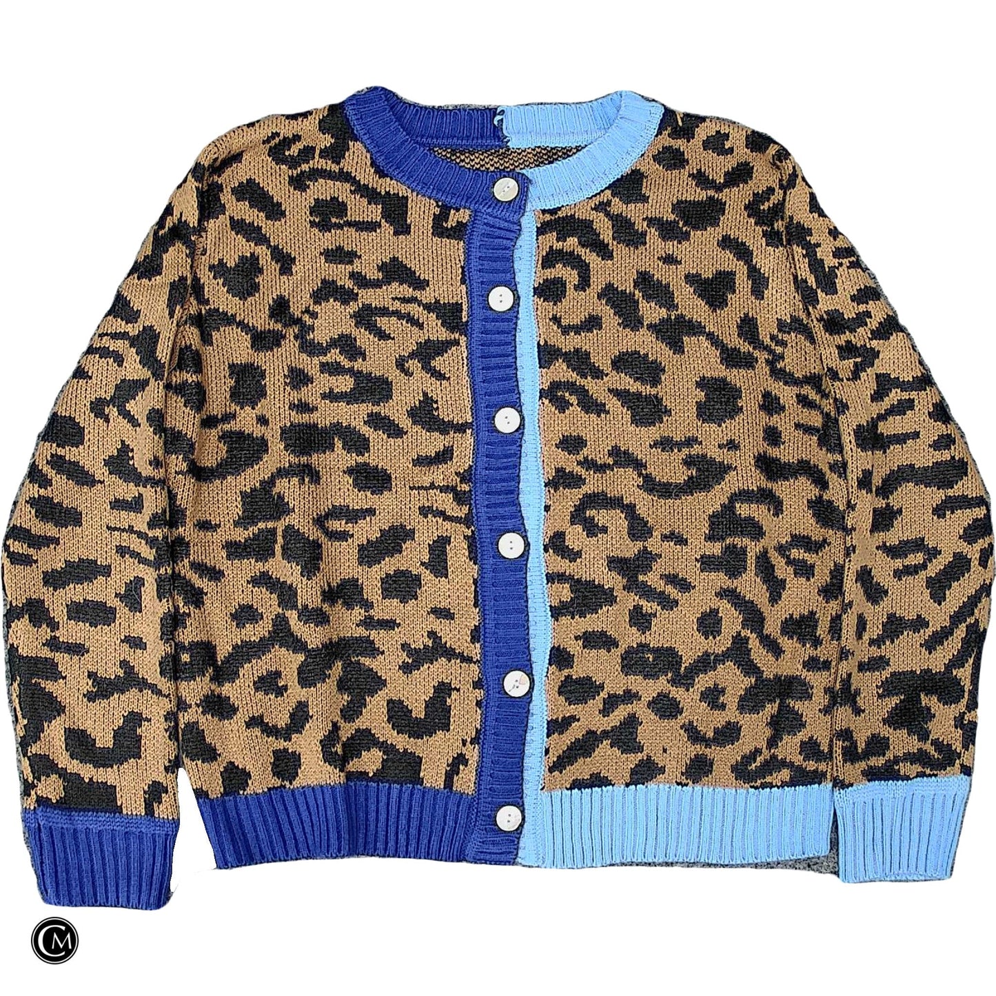 Sweater Cardigan By Clothes Mentor In Blue & Brown, Size: S