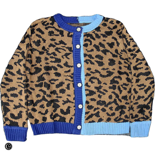 Sweater Cardigan By Clothes Mentor In Blue & Brown, Size: S