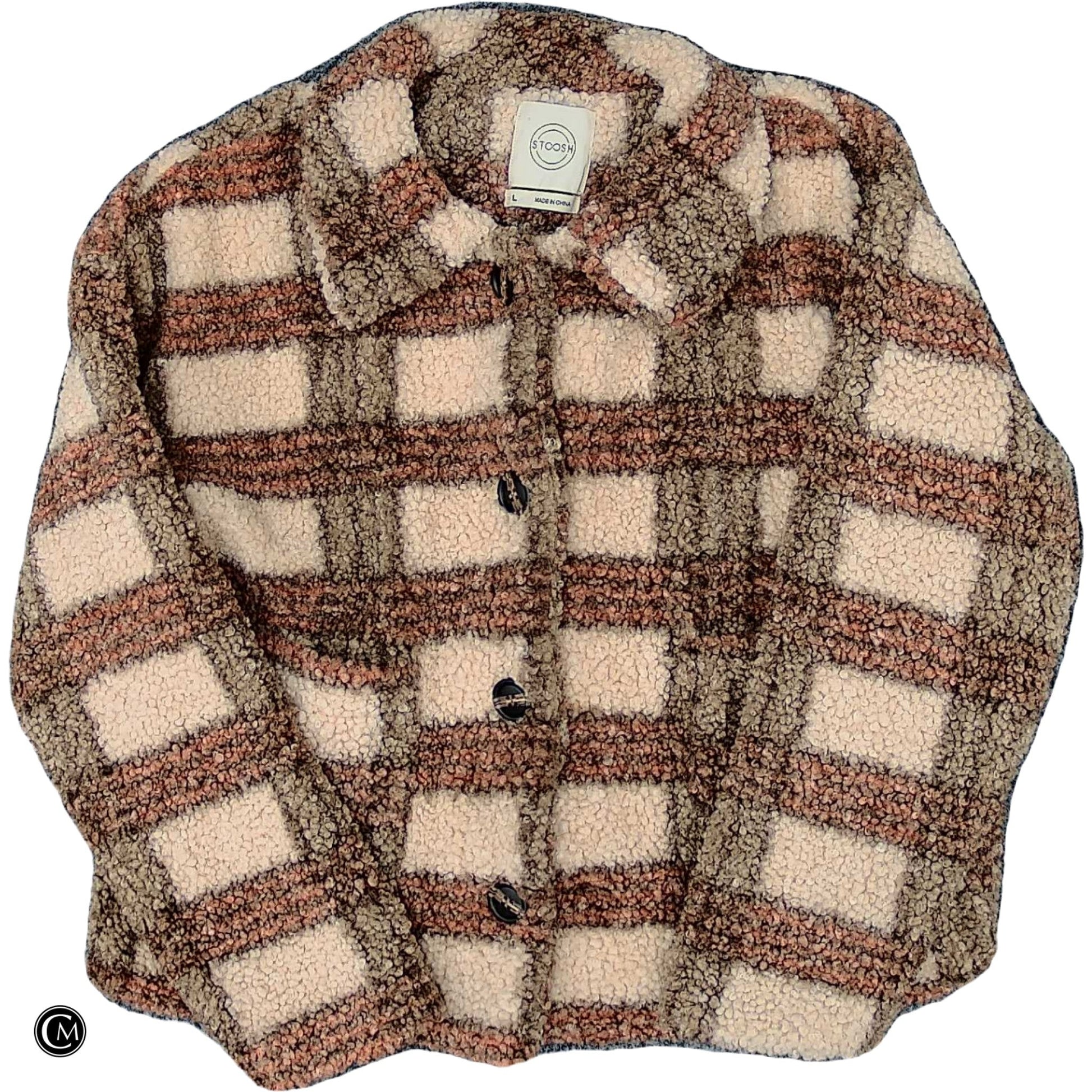 Jacket Faux Fur & Sherpa By Stoosh In Brown & Cream, Size: L image 1
