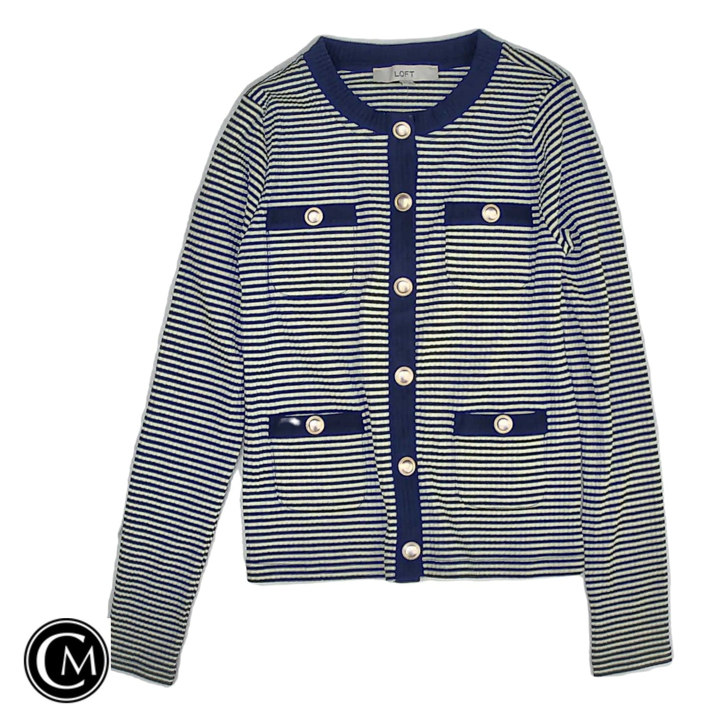 Cardigan By Loft In Blue & White, Size: S