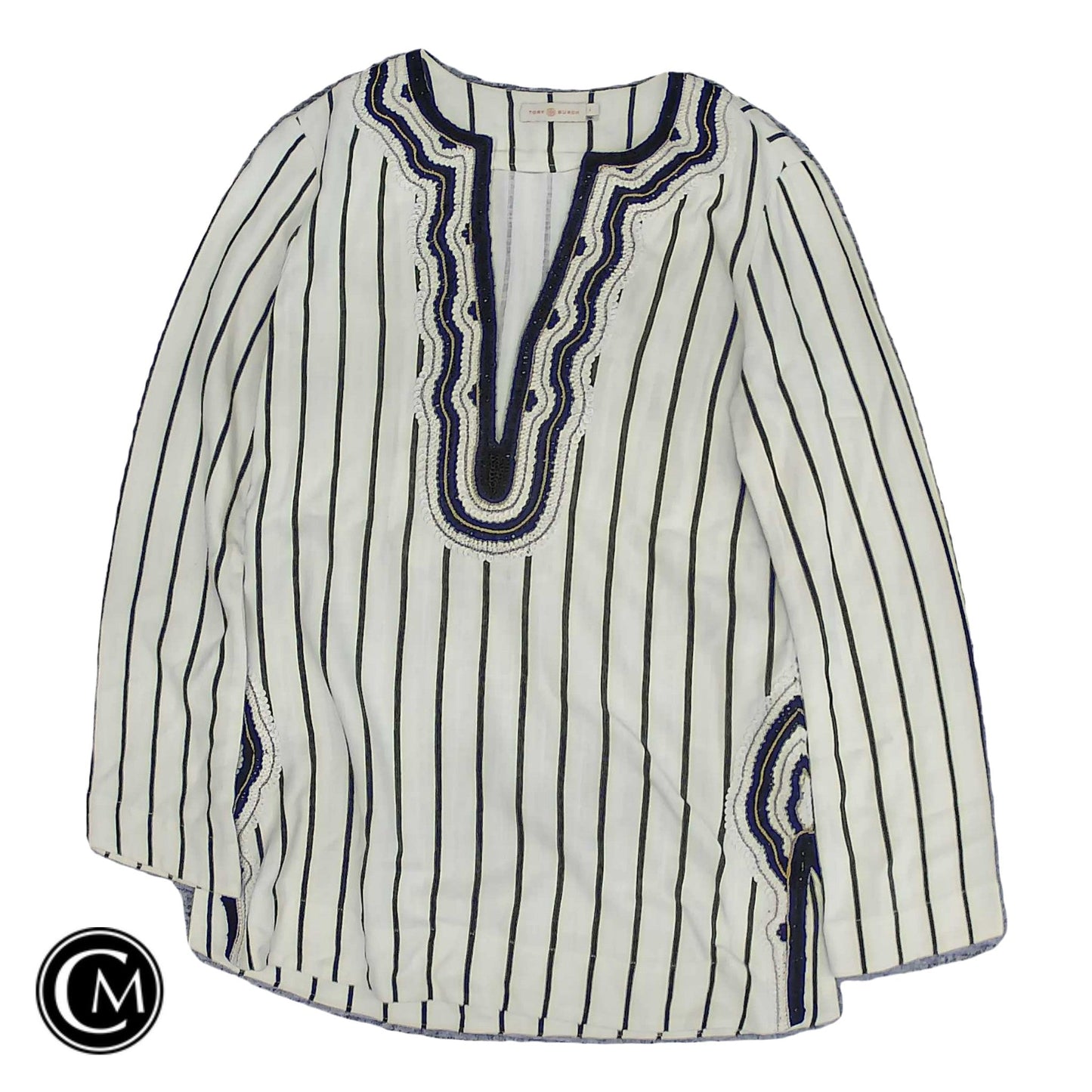 Tunic Designer By Tory Burch In Black & Cream, Size: 4 image 1