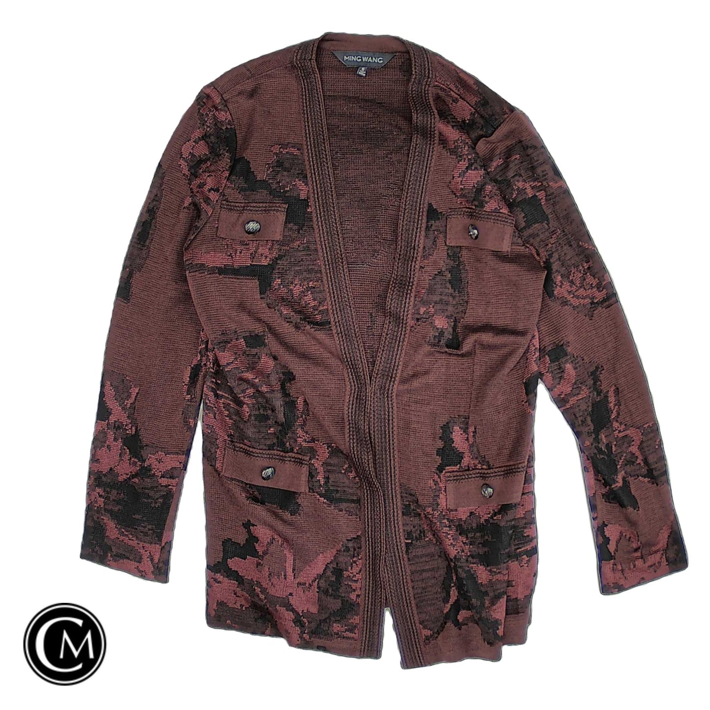 Cardigan By Ming Wang In Maroon, Size: S