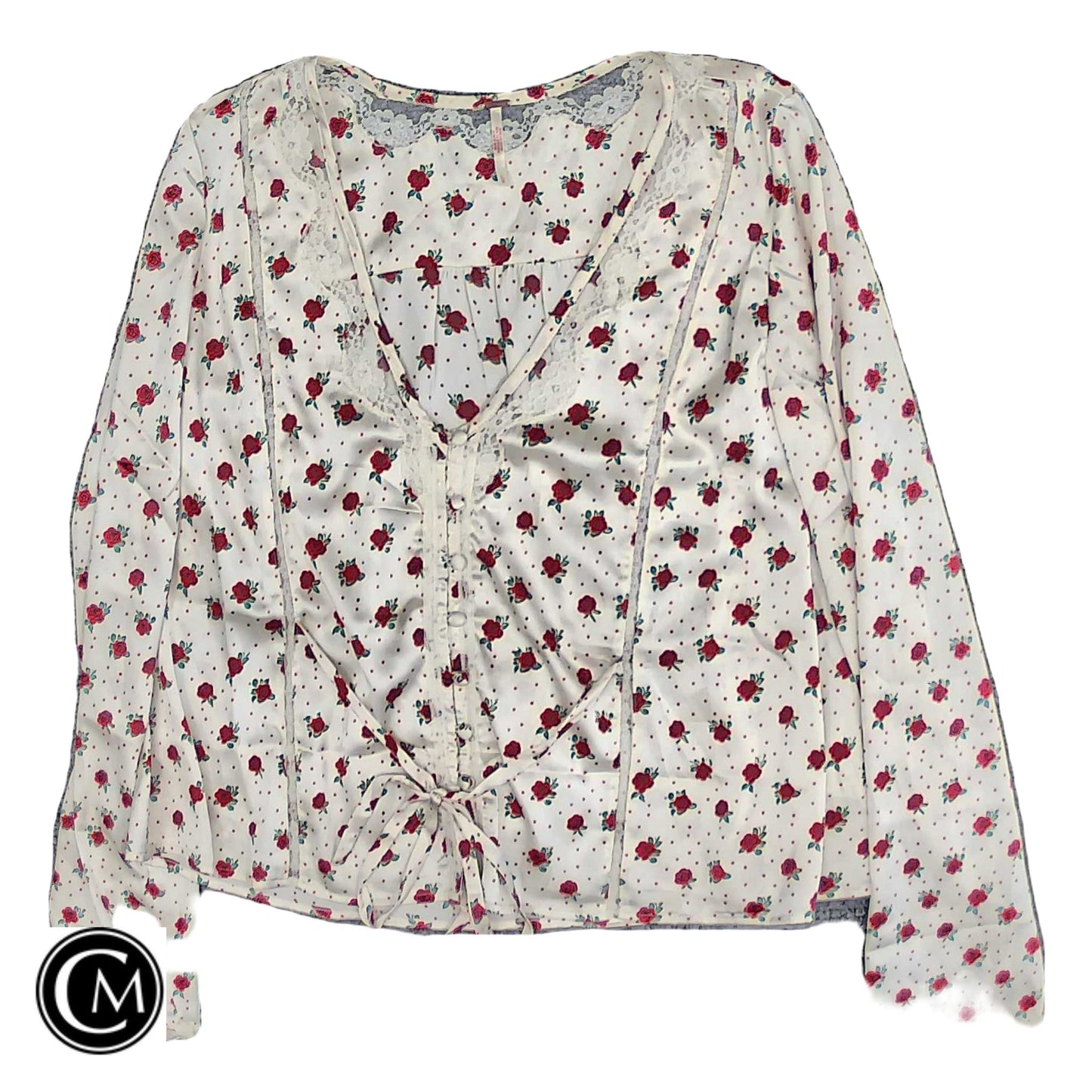 Blouse Ls By Free People In Red & White, Size: L