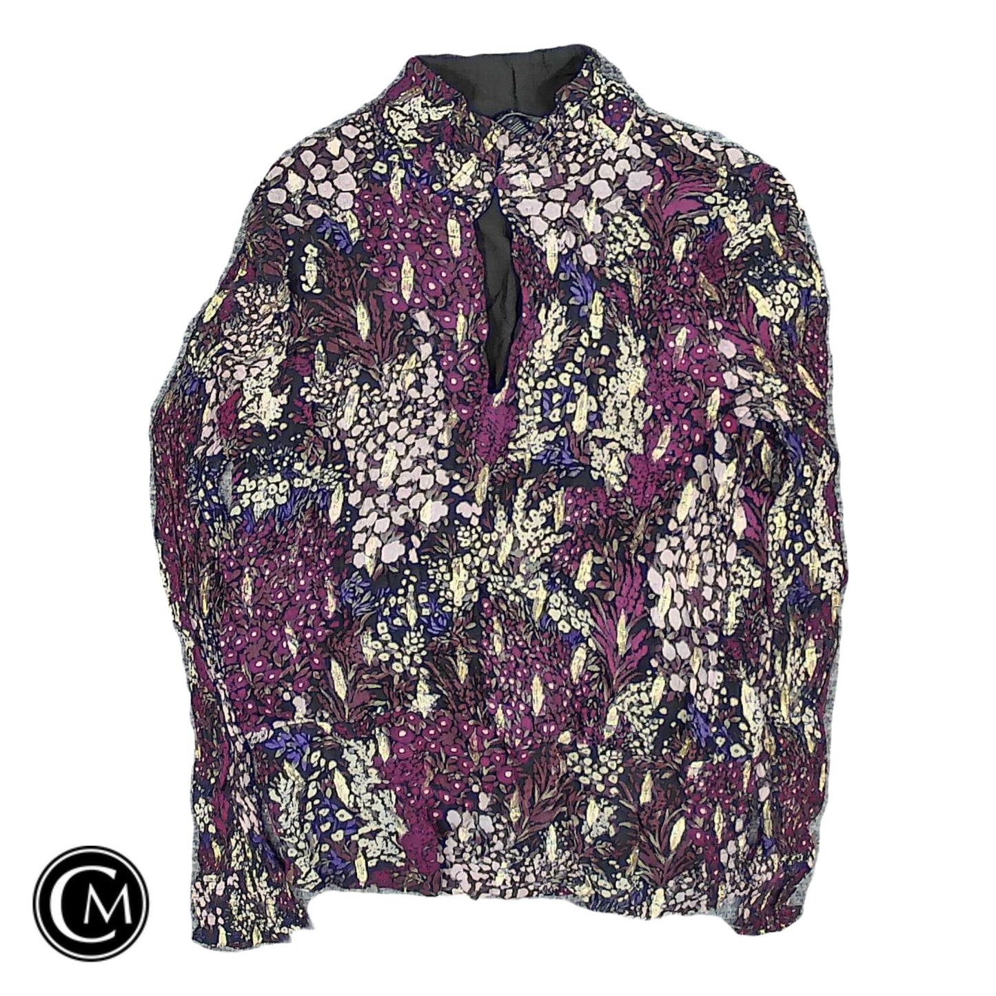 Blouse Ls By White House Black Market In Black & Purple, Size: 8 image 1