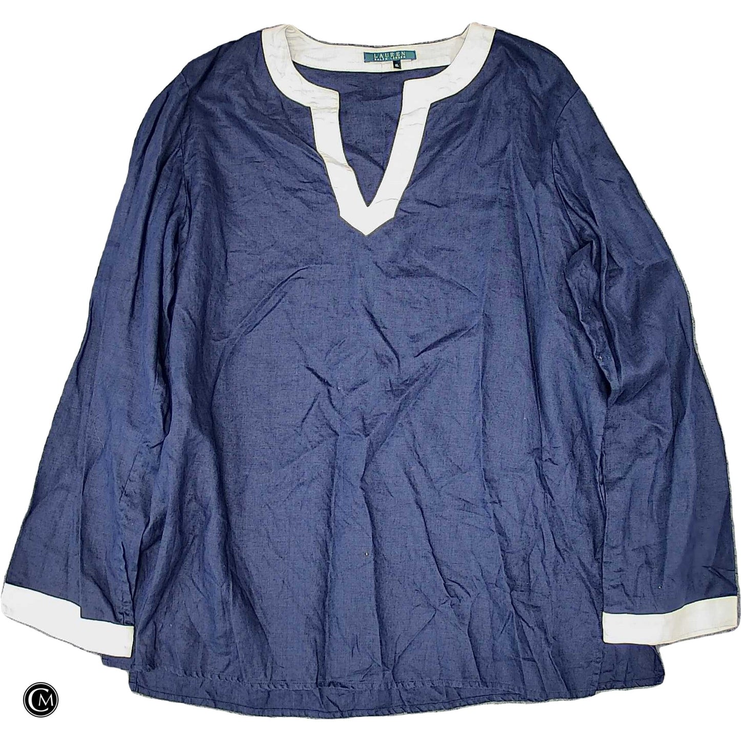 Tunic 3/4 Sleeve By Lauren By Ralph Lauren In Navy, Size: Xl image 1