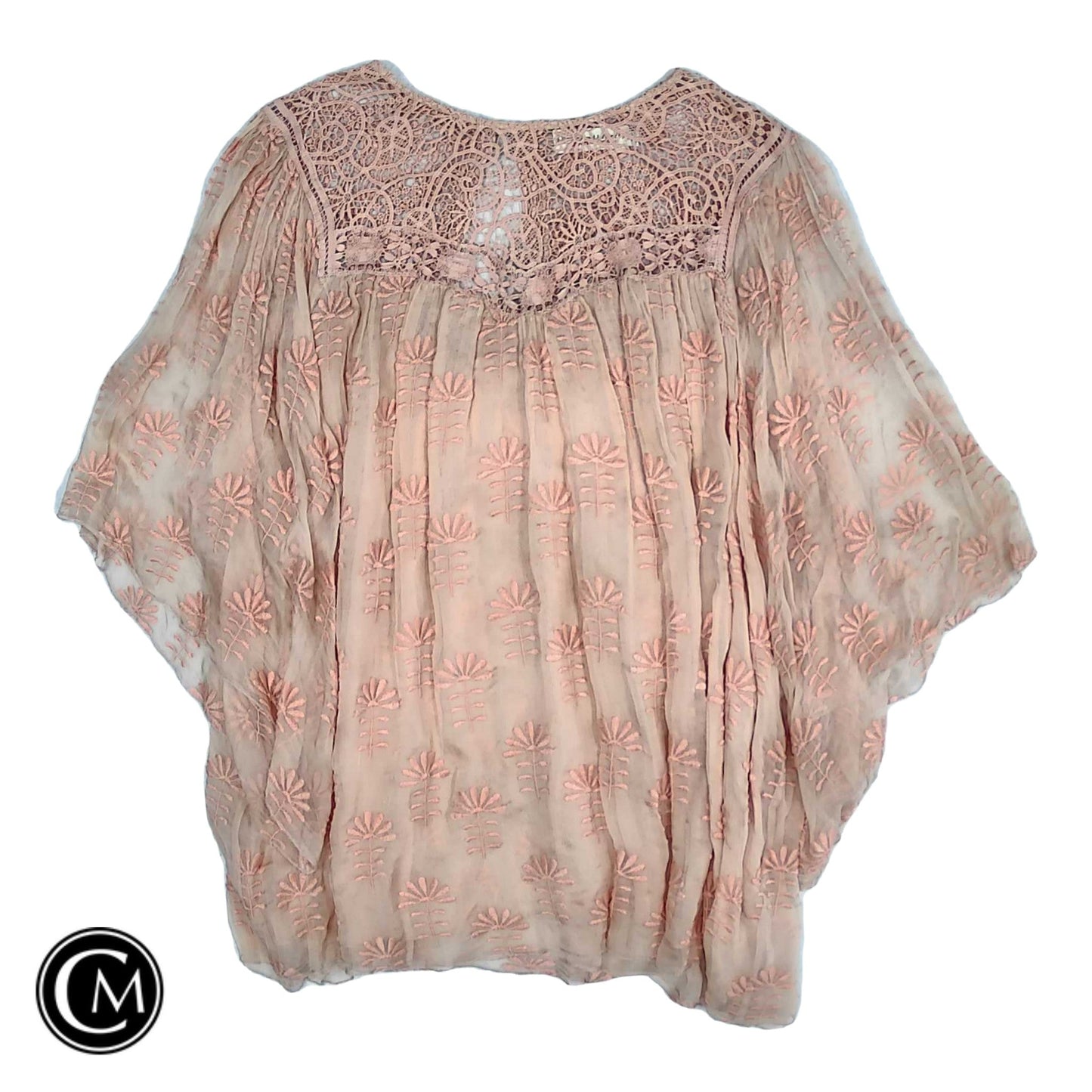 Blouse Ss By Johnny Was In Peach, Size: Xl