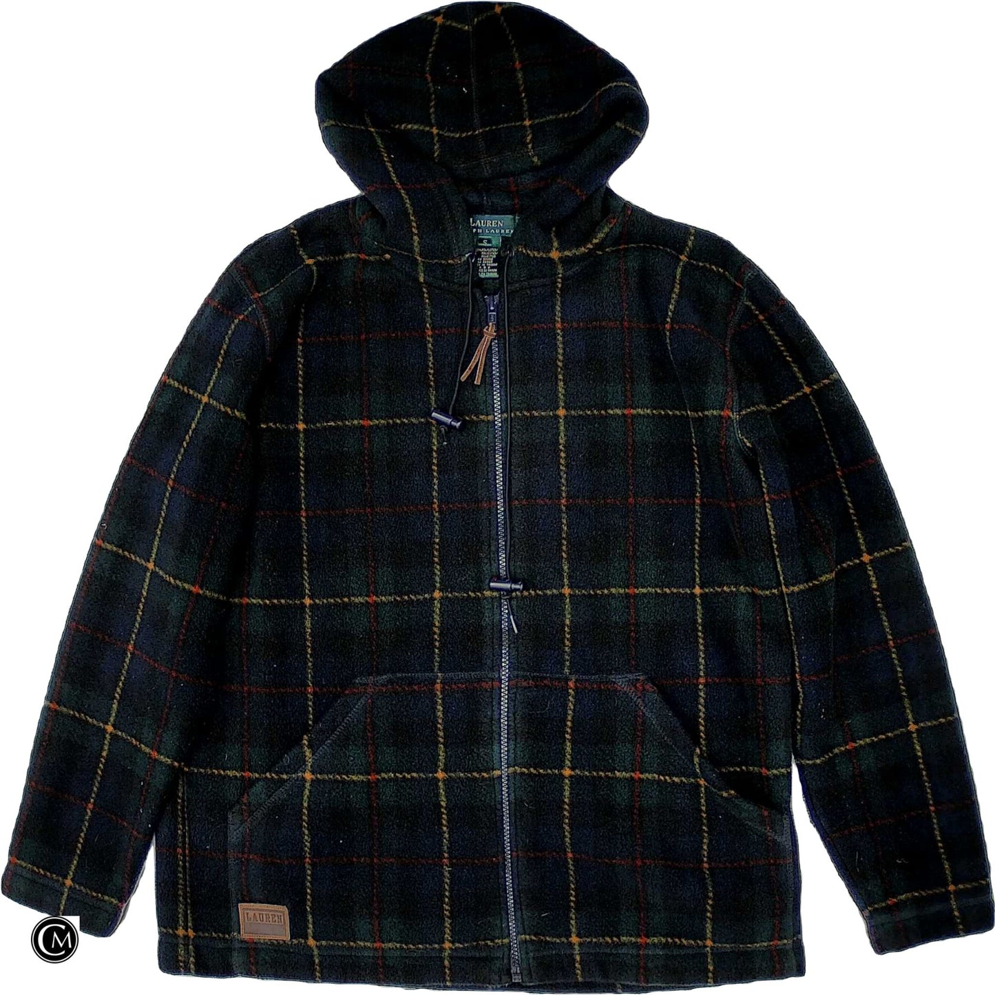 Jacket Fleece By Lauren By Ralph Lauren In Plaid Pattern, Size: S
