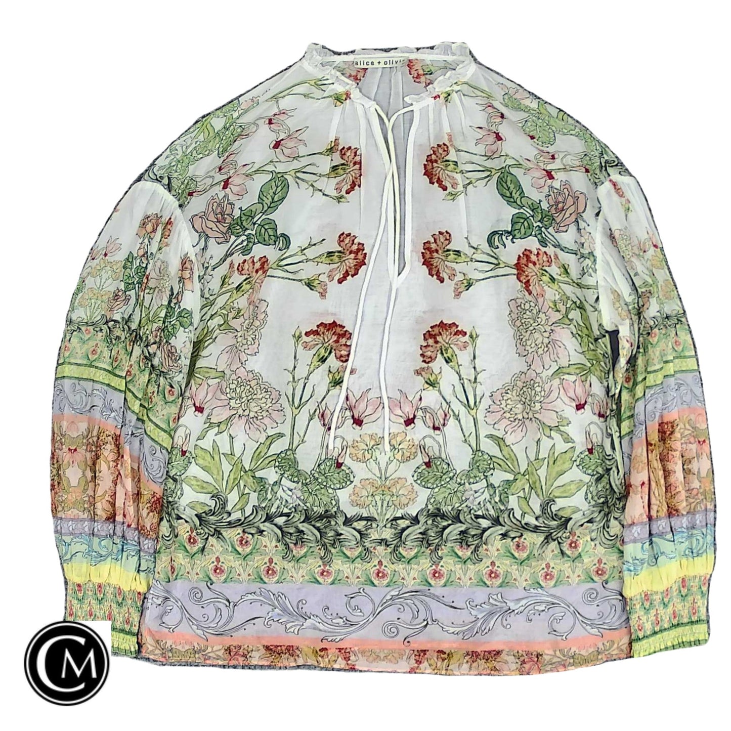 Blouse Designer By Alice + Olivia In Floral Print, Size: Xs
