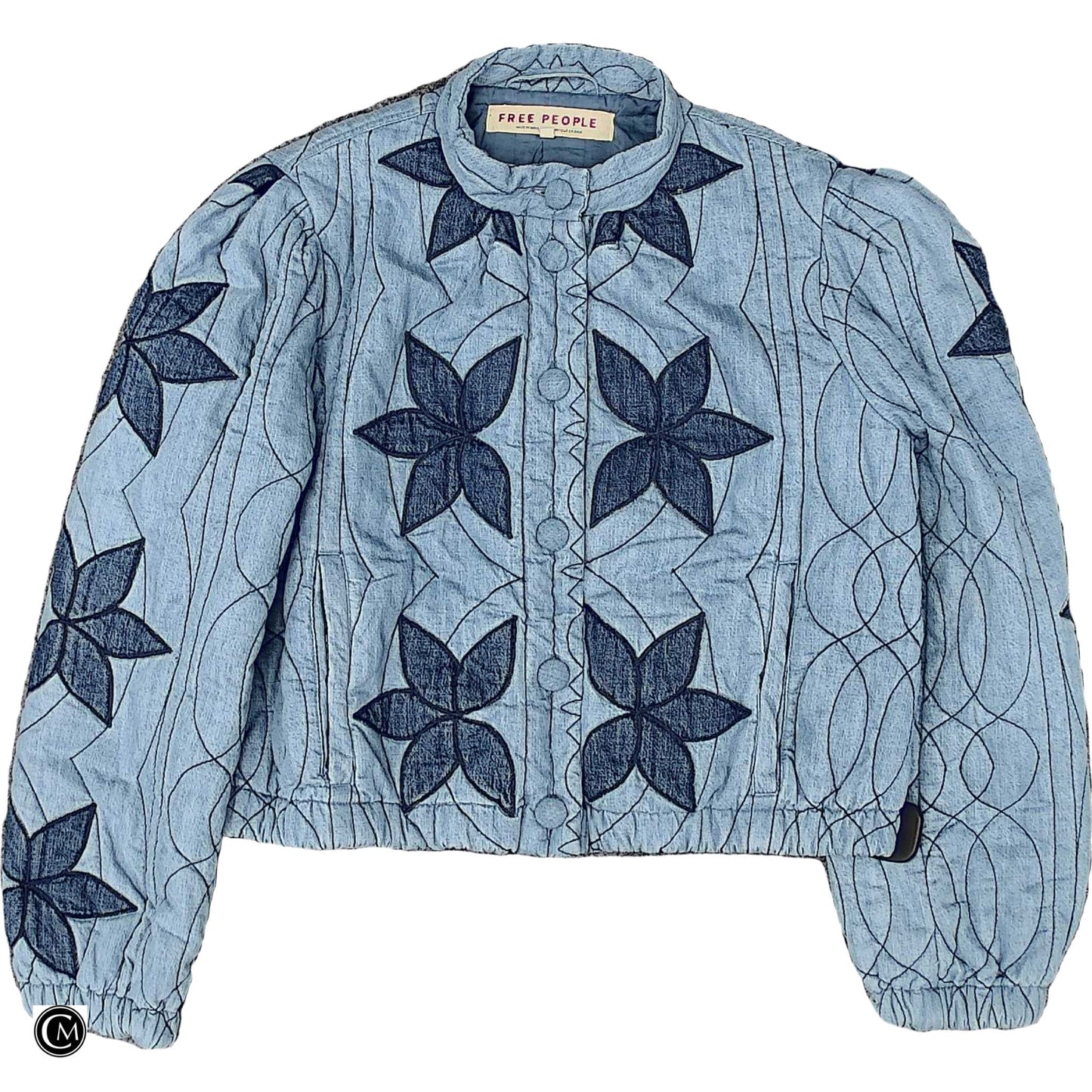 Jacket Puffer & Quilted By Free People In Blue Denim, Size: Xs