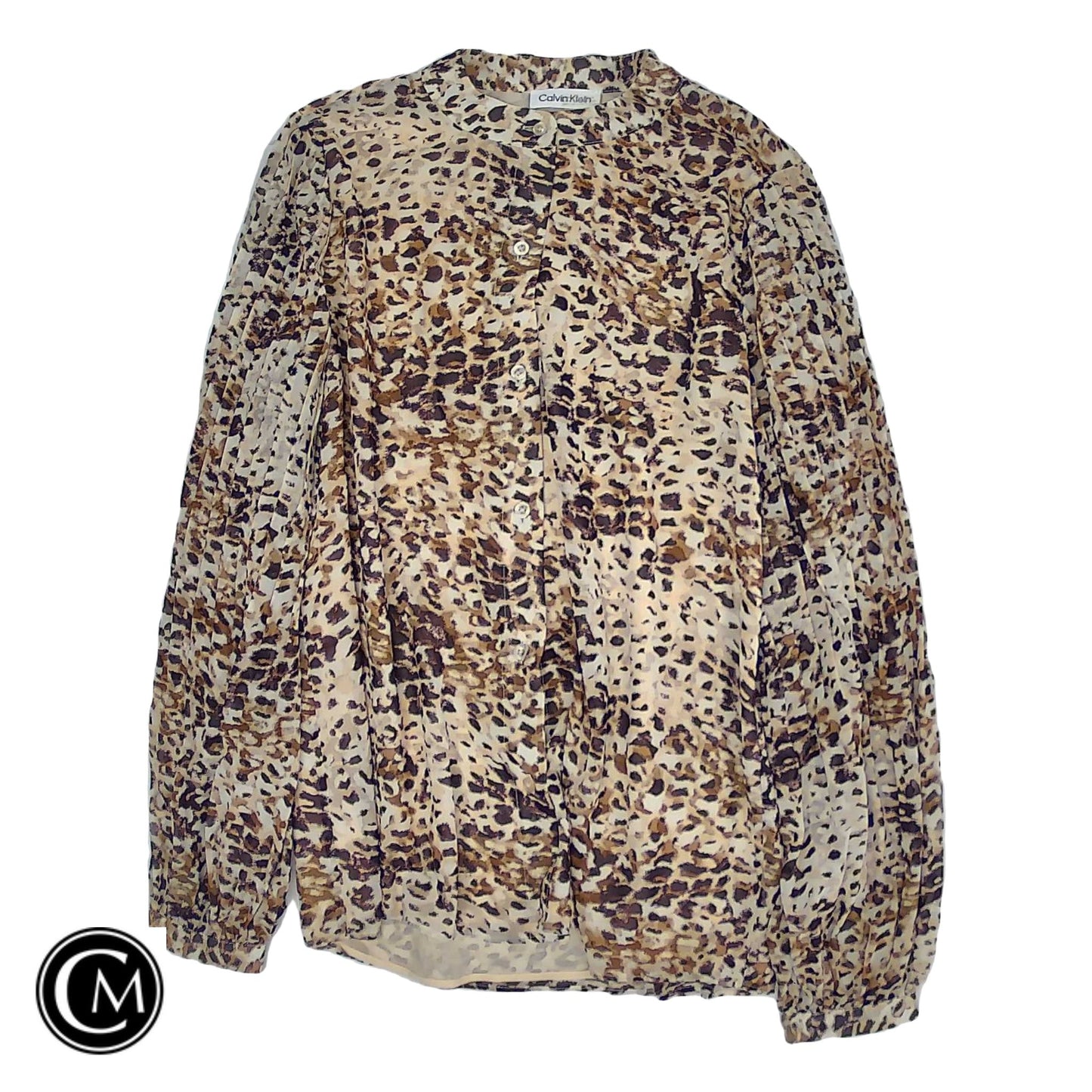 Blouse Ls By Calvin Klein In Purple & Tan, Size: S