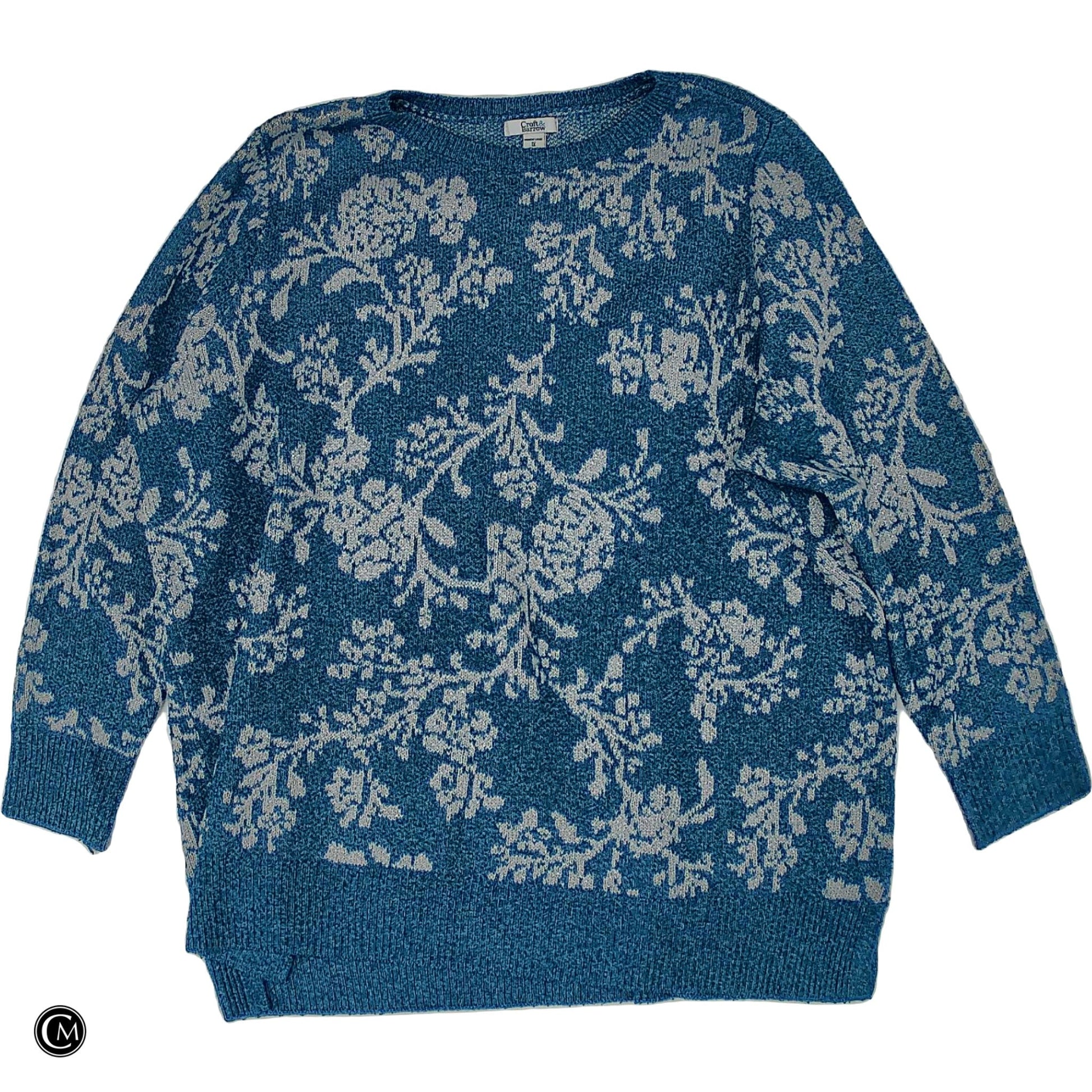 Sweater By Croft And Barrow In Blue & White, Size: 1x image 1