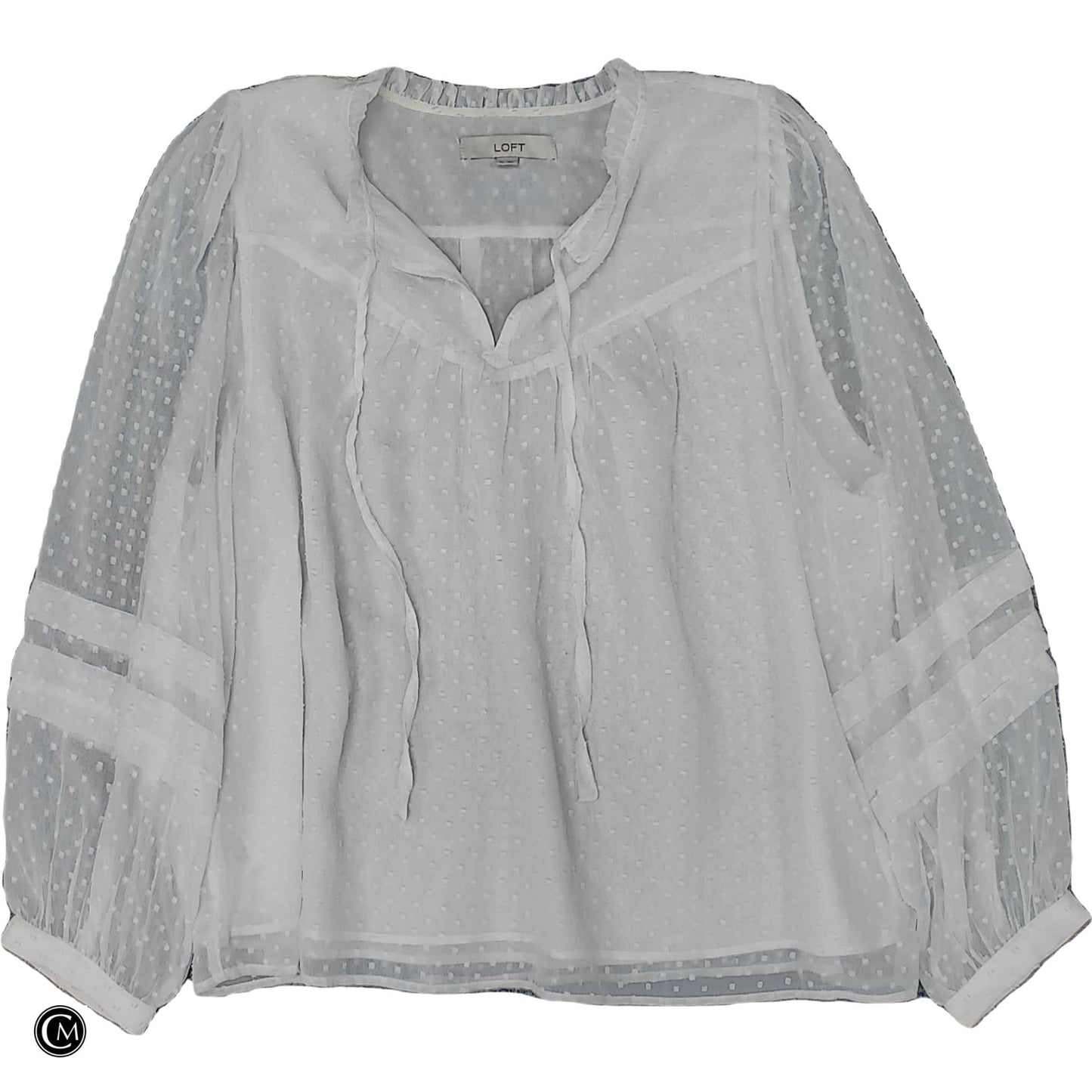 Blouse Ls By Loft In White, Size: Xl