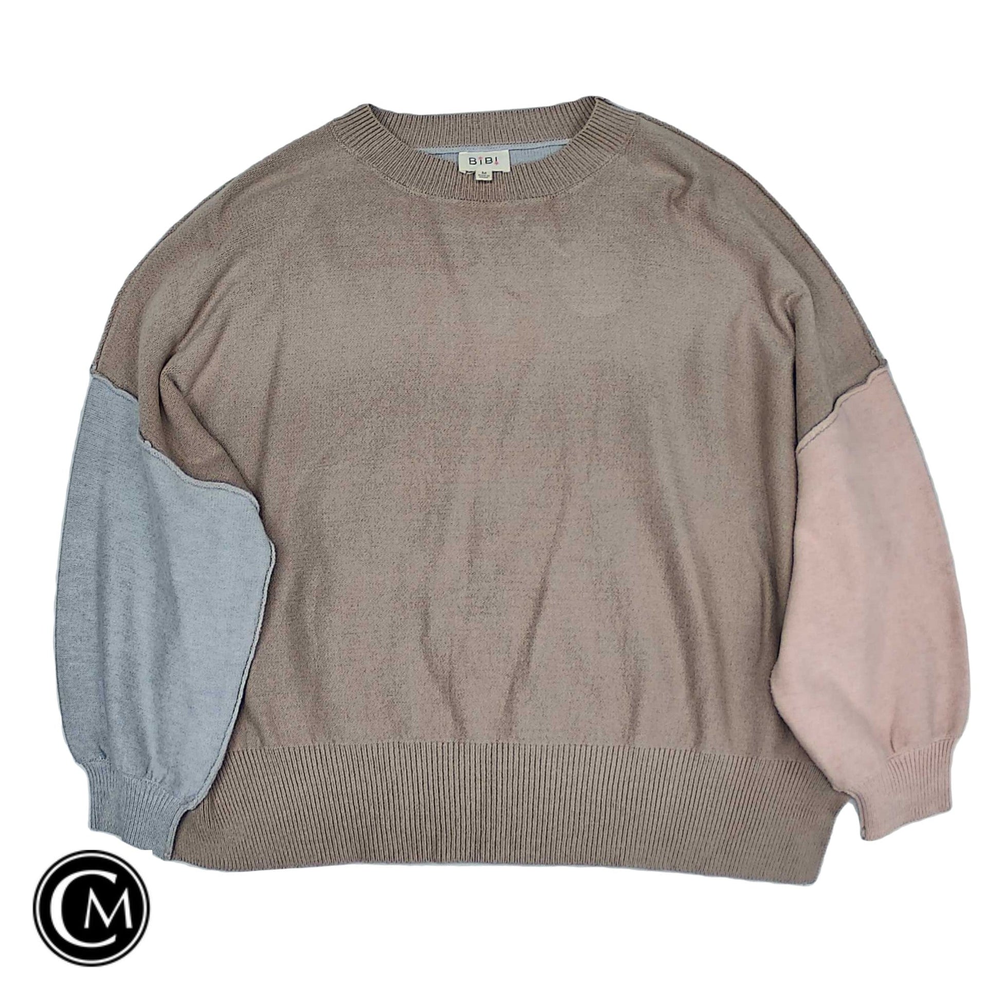 Sweater By Bibi In Brown & Grey, Size: M image 1