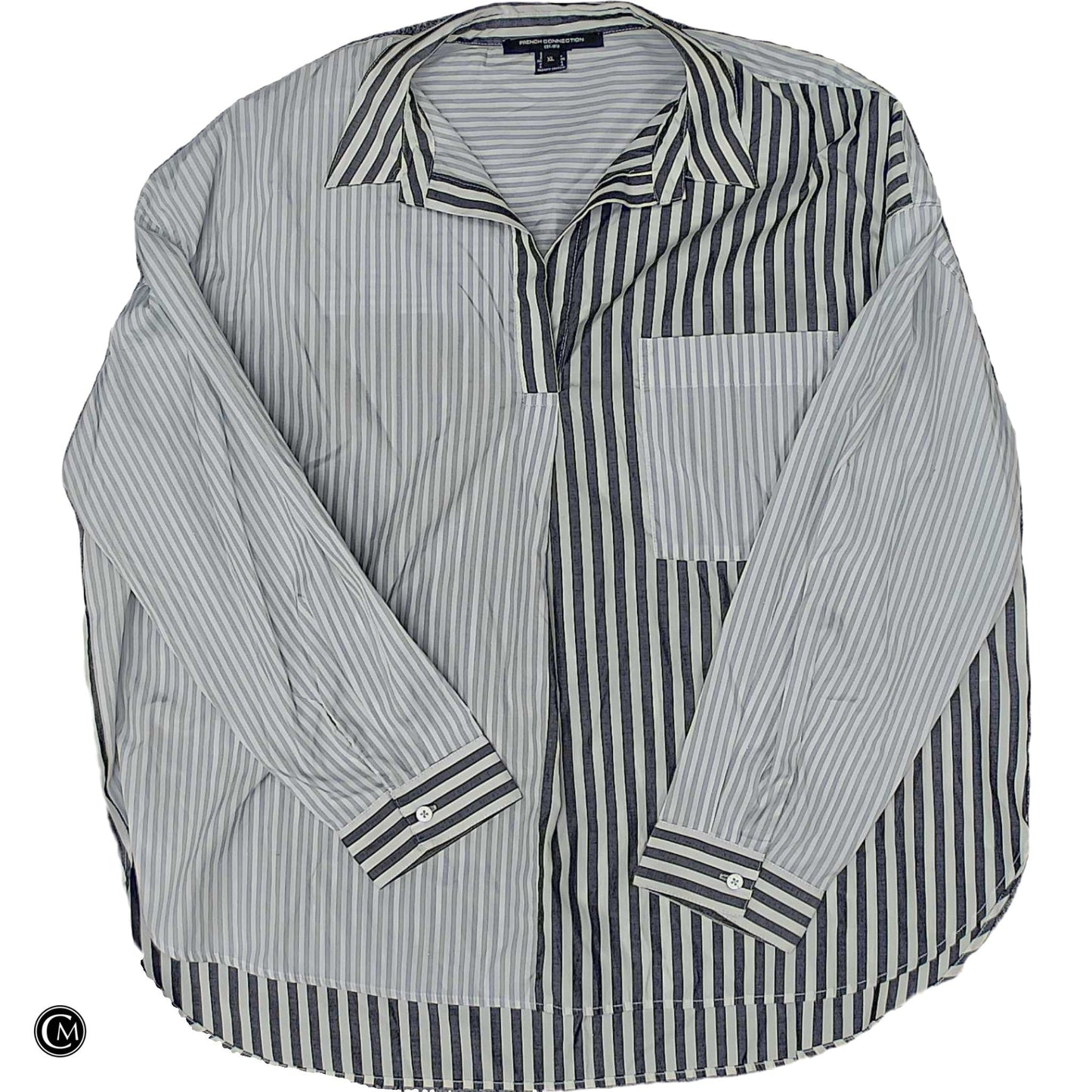 Top Ls By French Connection In Grey & White, Size: Xl image 1