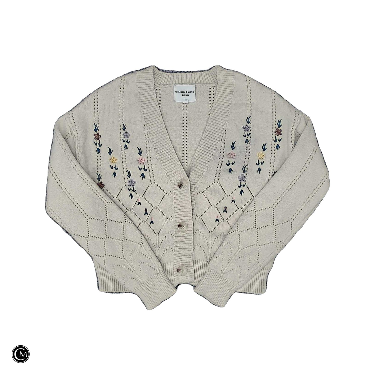 Sweater Cardigan By Clothes Mentor In Floral Print, Size: S