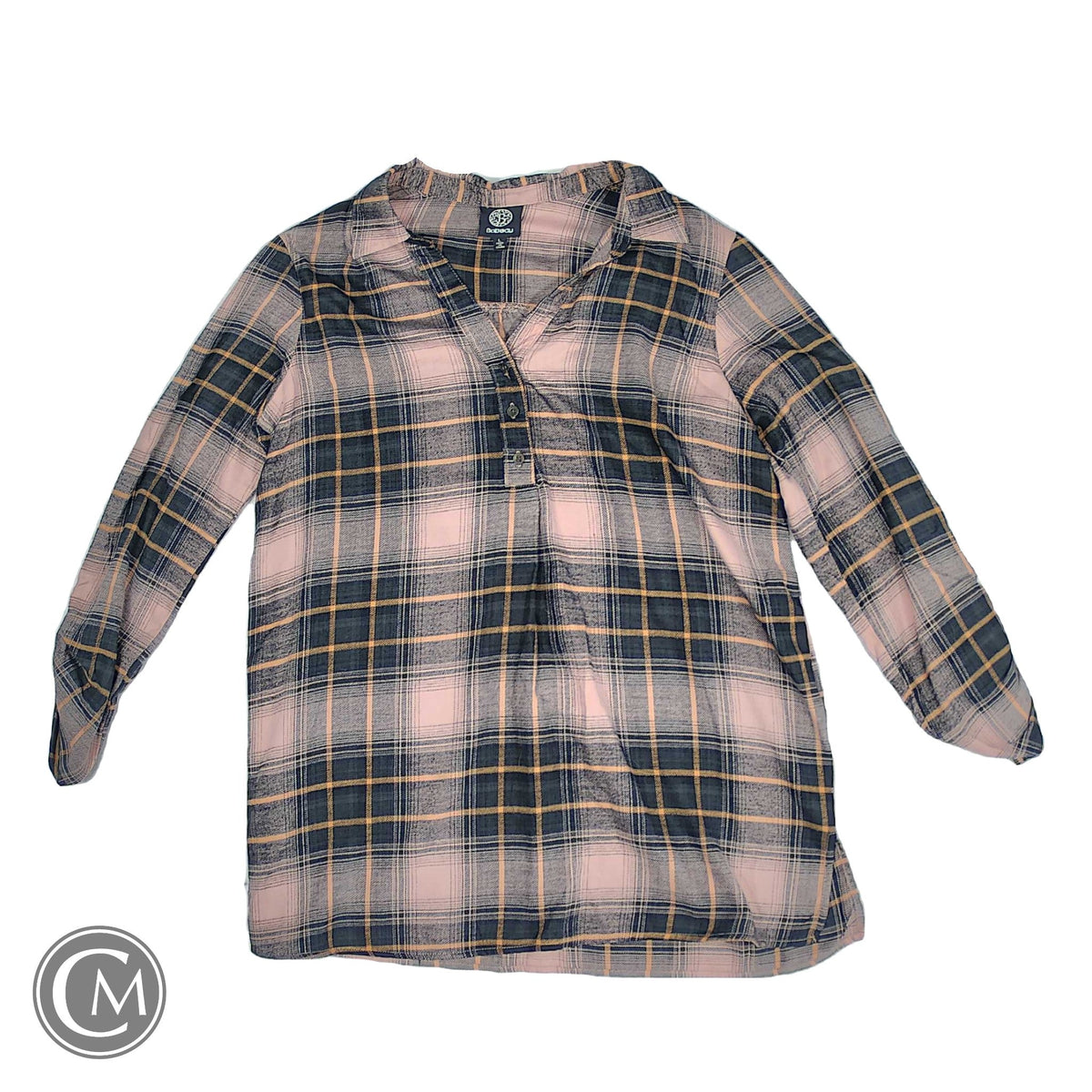 Top Ls By Bobeau In Plaid Pattern, Size: L