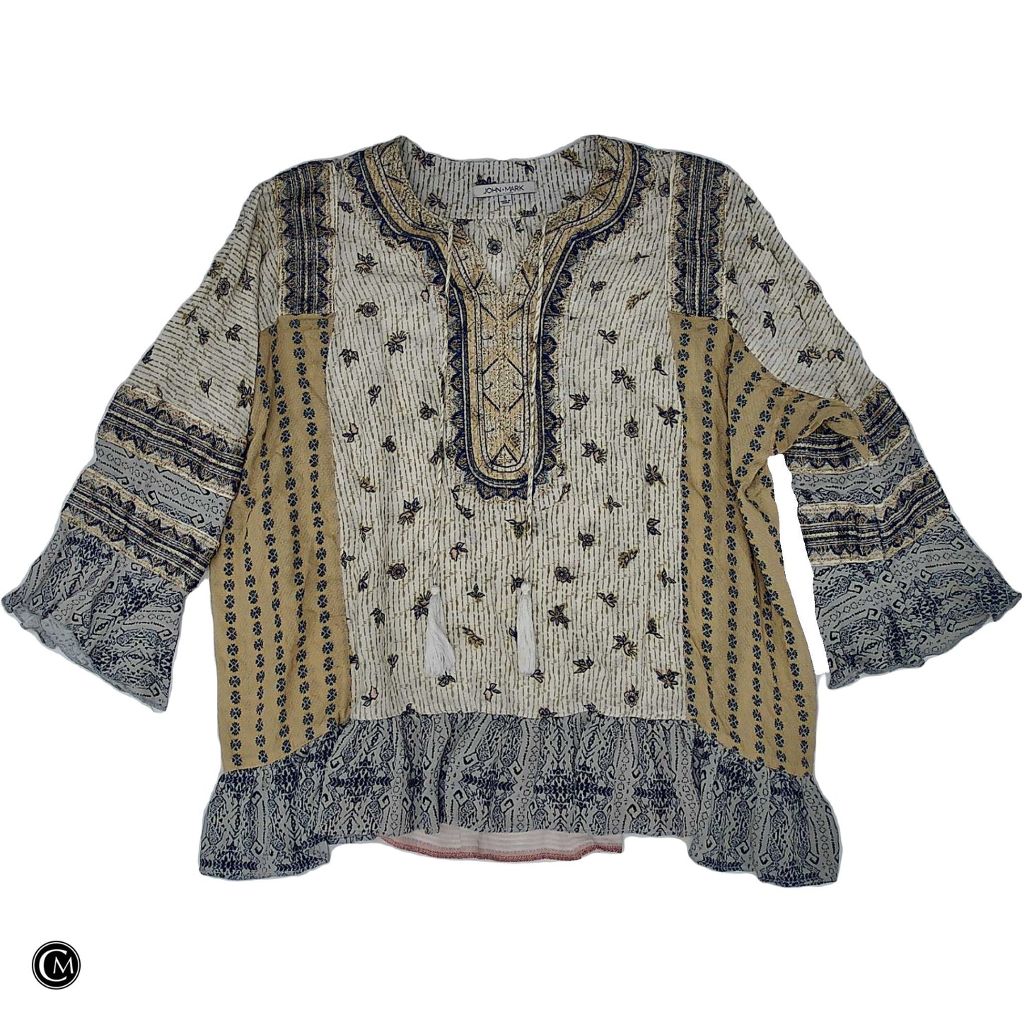 Top Ls By John Mark In Blue & Yellow, Size: S