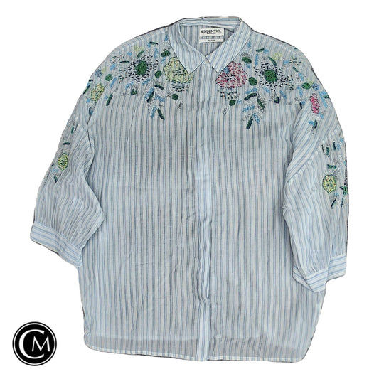 Top 3/4 Sleeve By Essentiel Antwerp In Blue & White, Size: Xl image 1