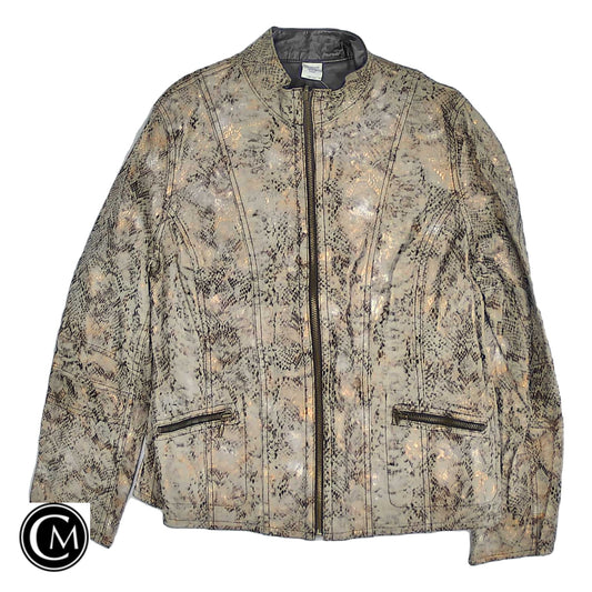 Jacket Leather By Chicos In Snakeskin Print, Size: M