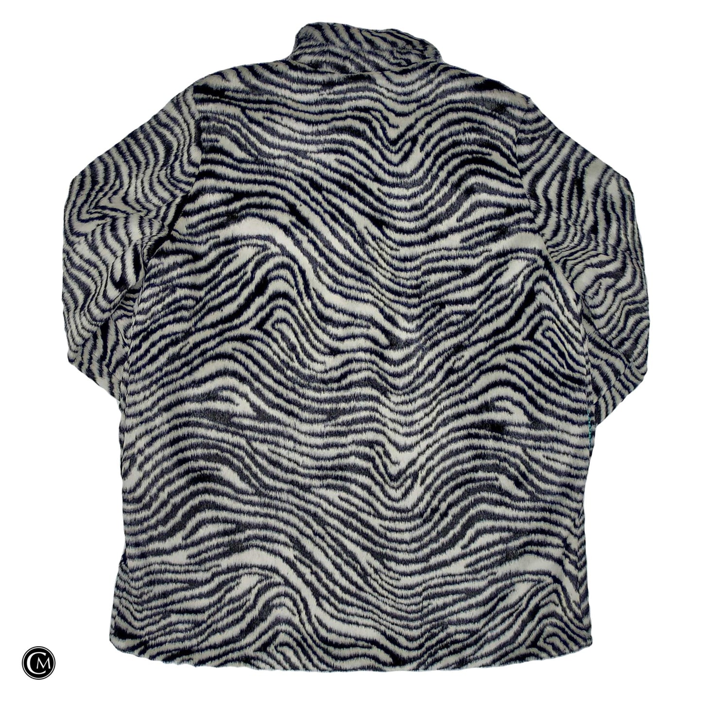 Coat Faux Fur & Sherpa By Cma In Black & White, Size: 1x