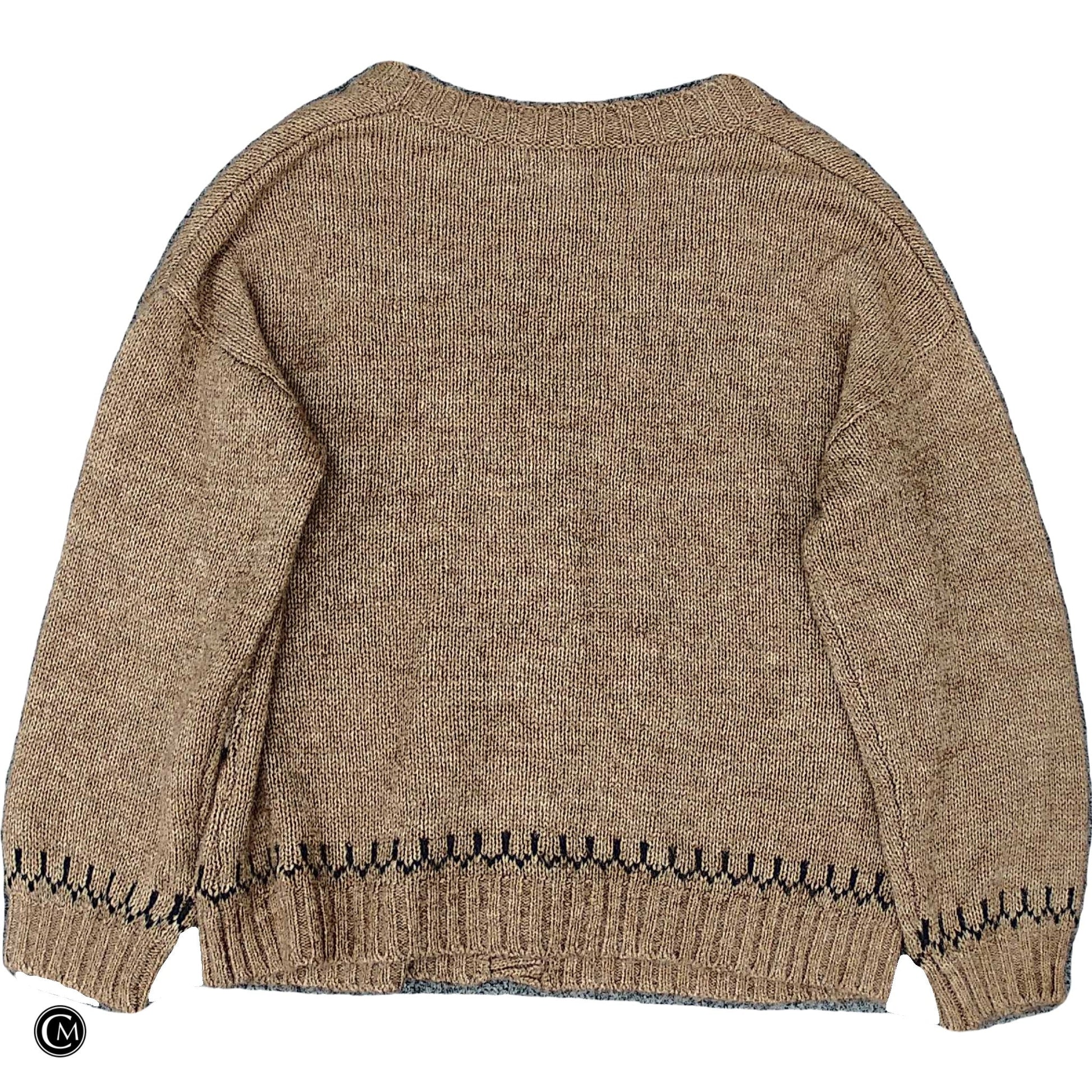 Sweater Cardigan By Old Navy In Brown & White, Size: M image 2