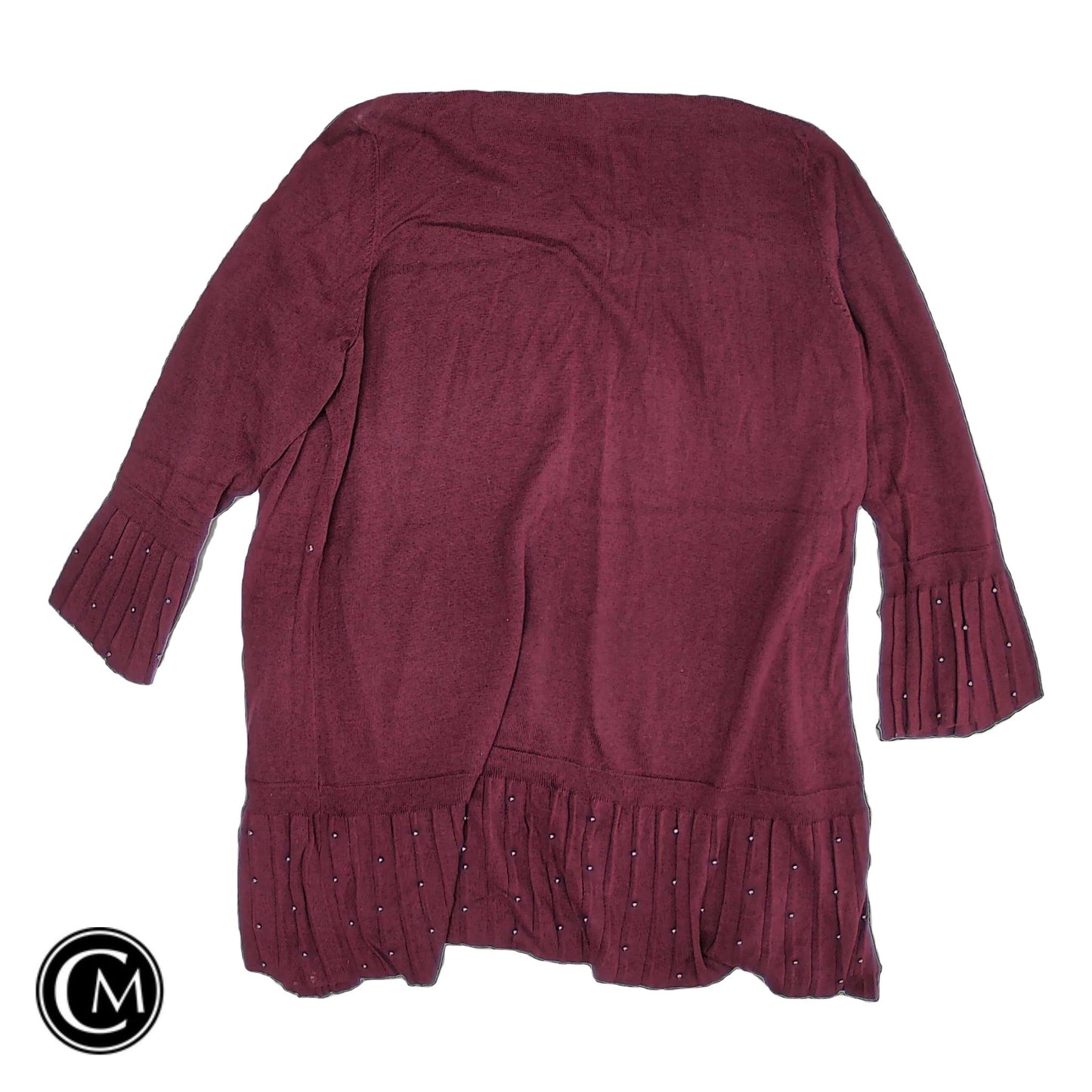 Sweater Cardigan By Chicos In Maroon, Size: Xl