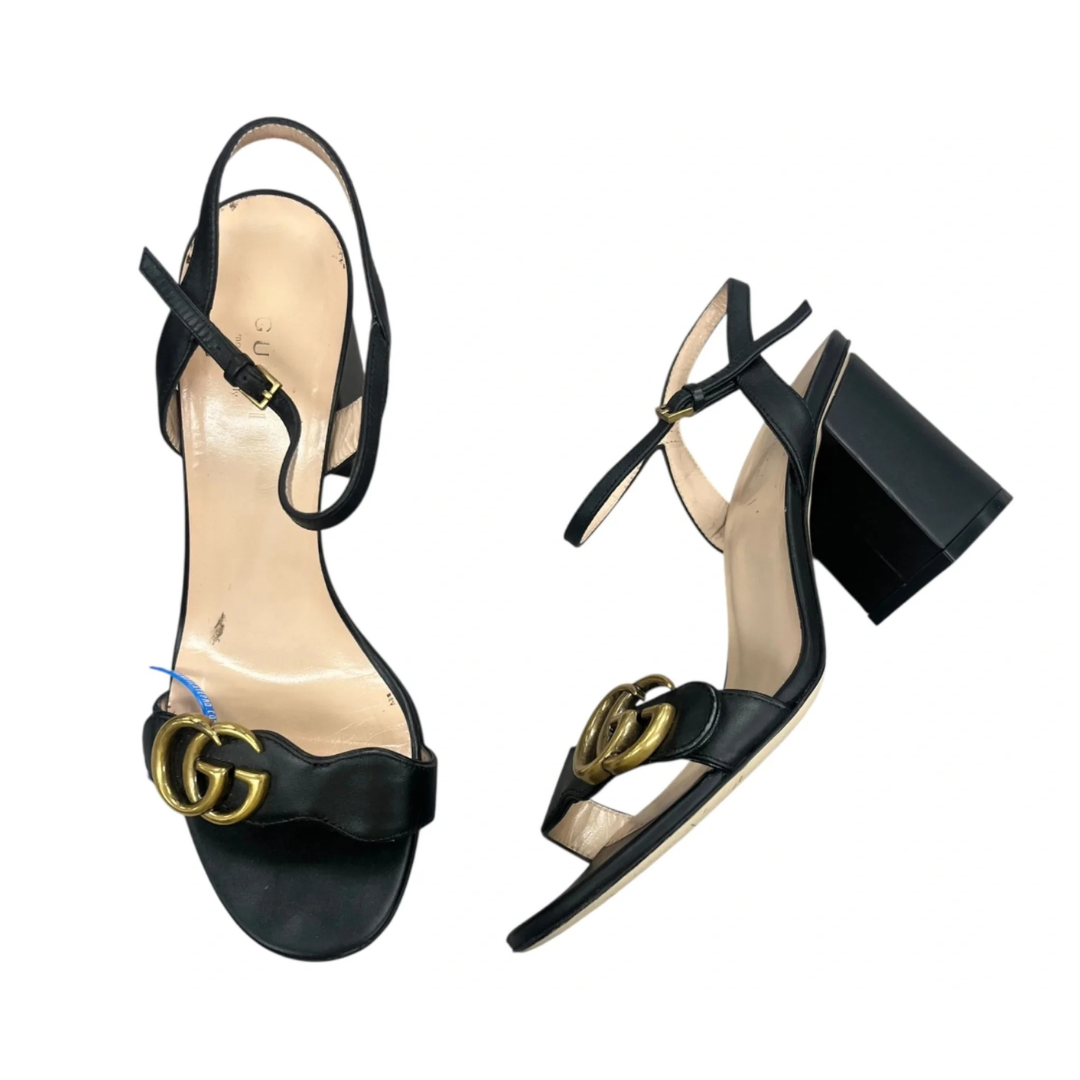 Sandals Luxury Designer By Gucci In Black, Size: 6.5