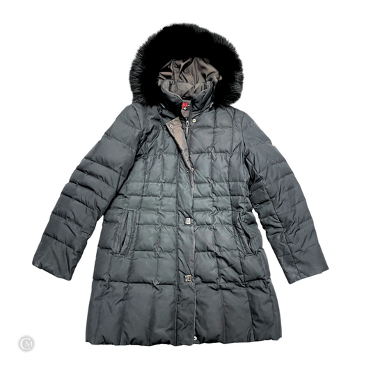 Coat Parka By Gallery In Black & Brown, Size: M