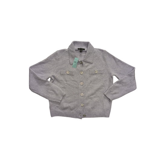 Sweater Cardigan By Ann Taylor In Purple, Size:Mp