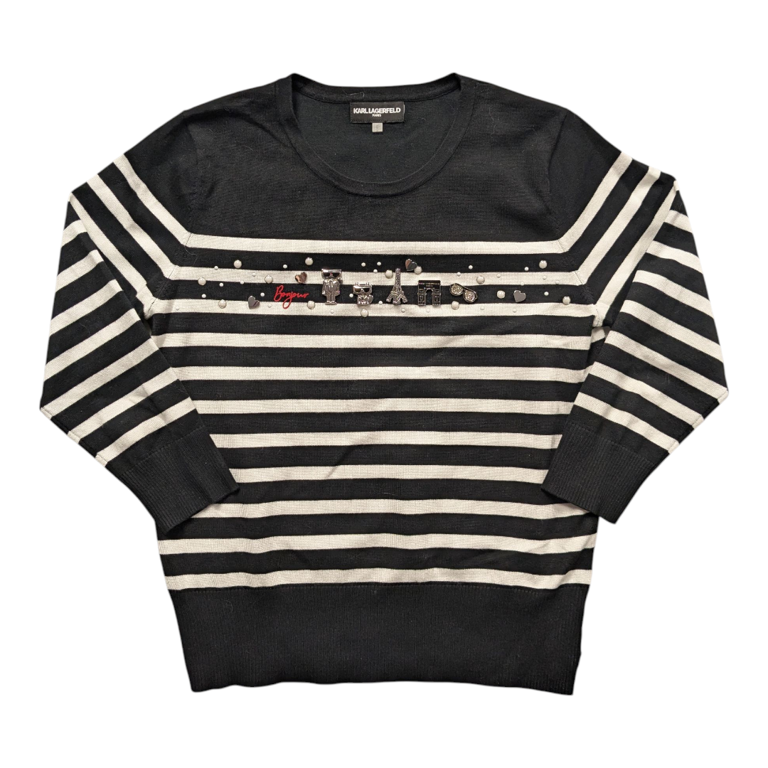 Sweater Designer By Karl Lagerfeld In Black & White, Size:M