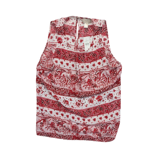 Top Sleeveless By Loft In Red & White, Size:L