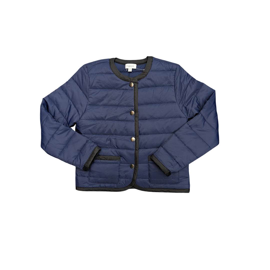 Jacket Puffer & Quilted By Evereve In Black & Blue, Size:Xs