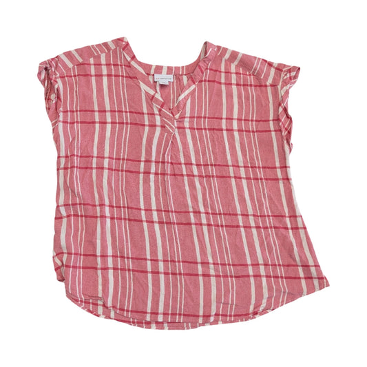 Top Ss By Liz Claiborne In Pink & White, Size:Xxl