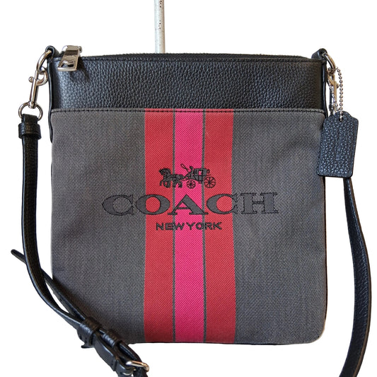 Crossbody Designer By Coach In Grey & Red, Size:Small