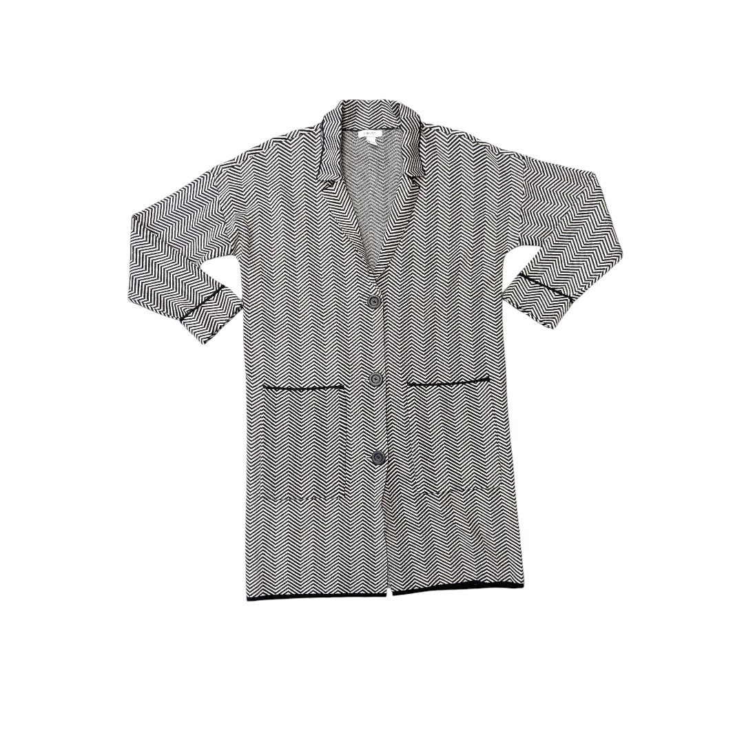 Sweater Cardigan By Nine West In Black & White, Size:M