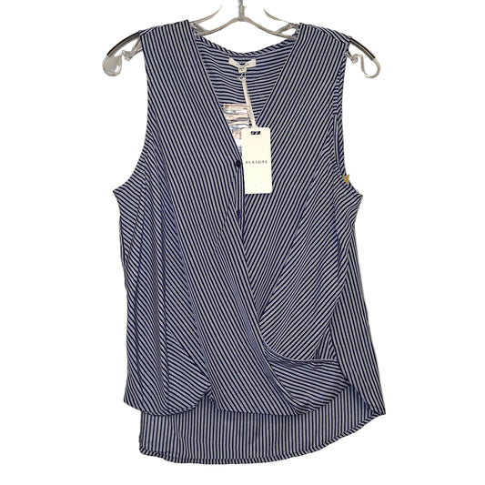 Top Sleeveless By Pleione In Blue & White, Size:M