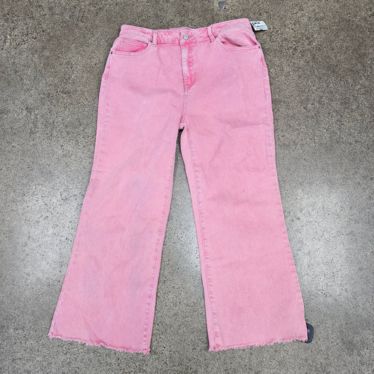 Jeans Cropped By Zenana Outfitters In Pink, Size:Xl