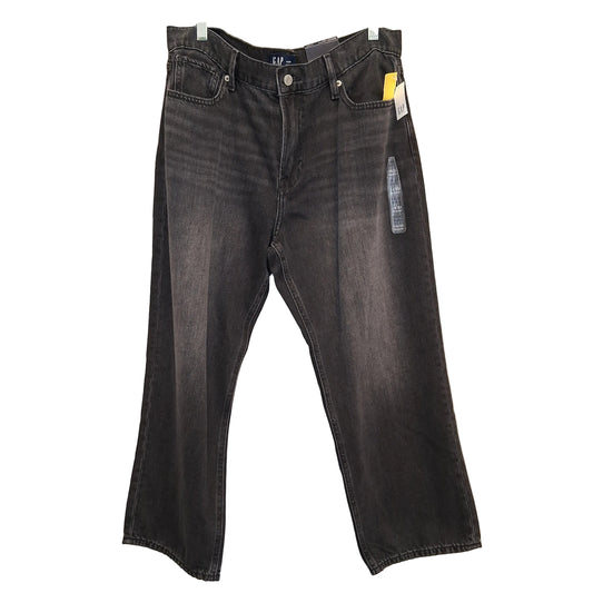 Jeans Straight By Gap In Black Denim, Size:14
