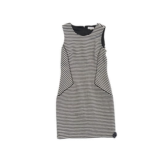 Dress Casual Midi By Calvin Klein In Black & White, Size:10
