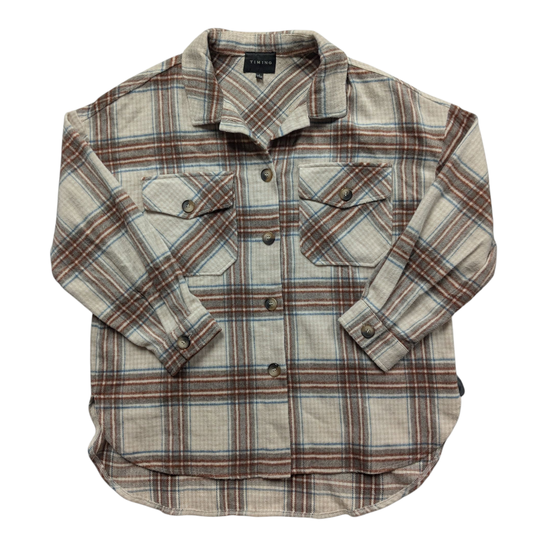 Jacket Shirt By Timing In Plaid Pattern, Size:L