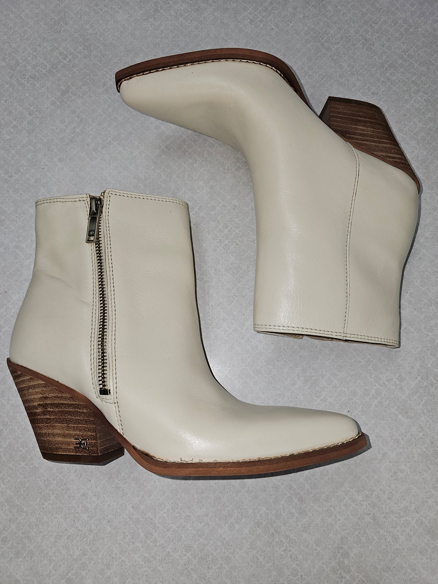 Boots Ankle Heels By Sam Edelman In Cream, Size:6