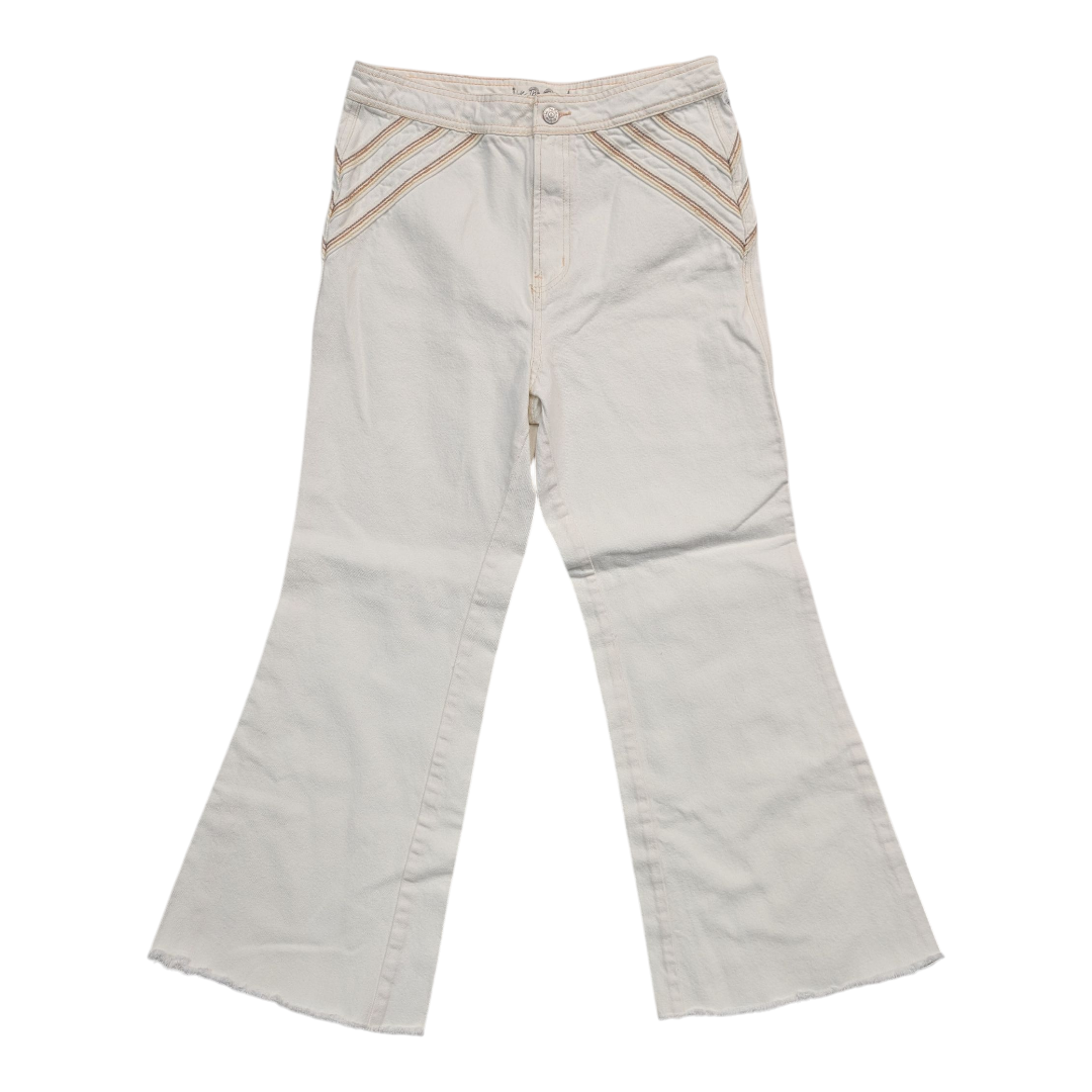 Jeans Flared By Free People In Orange & White, Size:10