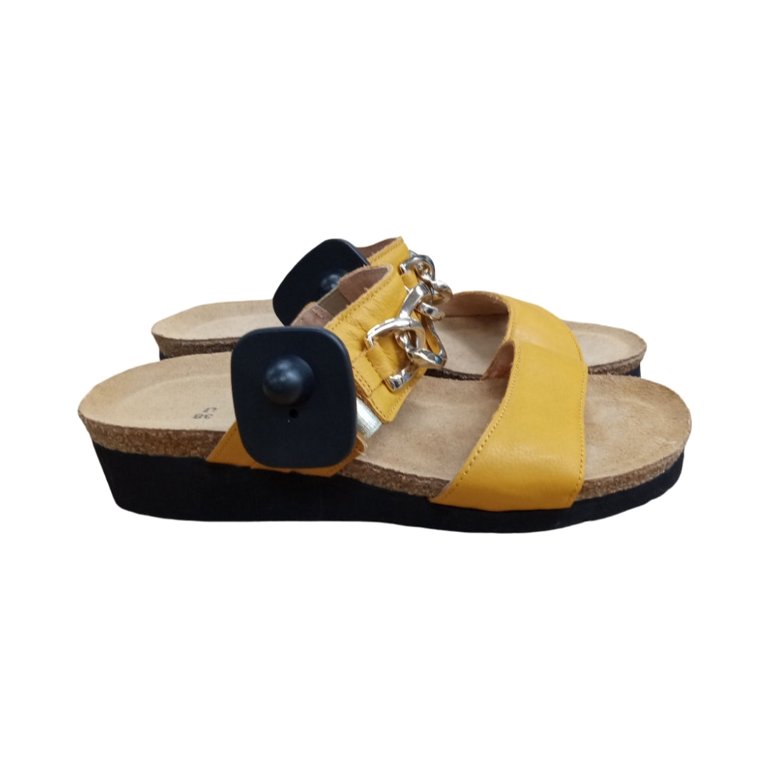 Sandals Heels Wedge By Naot In Yellow, Size:7