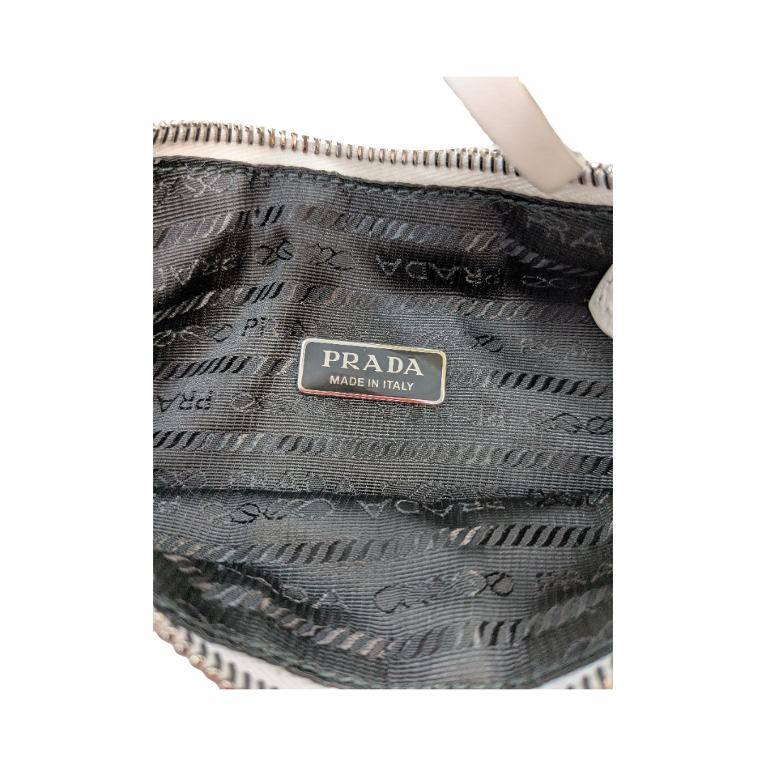 Handbag Luxury Designer By Prada In White, Size:Medium