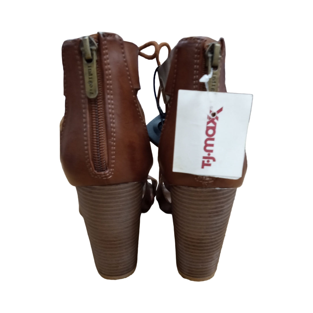 Shoes Heels Block By Indigo In Brown, Size:9