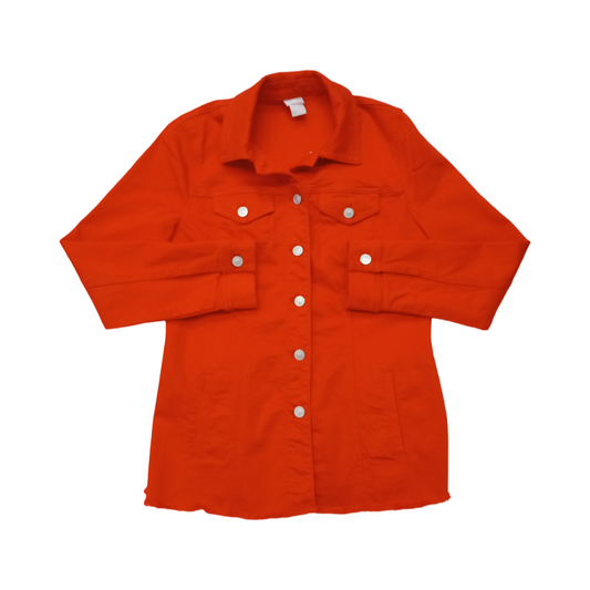 Jacket Denim By Chicos In Red Denim, Size:S